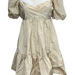 Aritzia Wilfred Opera Dress Womens M Tan Cream Taffeta Tie Bow Babydoll Romantic Size M Photo 0
