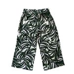 Wide Leg Green Trousers High Waist Tropical Palm Leaf Resort wear Crop Pants L Size L Photo 6