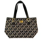 Michael Kors / Tote / Signature Jet Set / Tan and Black Jacquard / Leather / EUC Photo 0