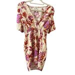Mango  Vestido Flora Women's Floral Wrap Dress Sz 2 Off White Pink Photo 1
