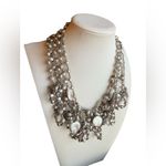 Silver Tone Gray Pearl and Coin Pearl Glass and Labradorite Beaded Necklace Photo 3