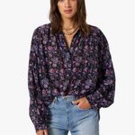 💕XIRENA💕 Romi Top ~ Black Beauty Abstract Floral Print Small Photo 0