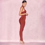 House Of CB Cypresa Rust Lurex Collar Strap Jumpsuit Style SB2918 Photo 2