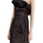 J.Crew  Collection One-Shoulder Ruffle Dress Black In Eyelet Size 2 NWT Photo 0