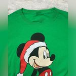Disney  Mickey Mouse Santa Hat Graphic T-Shirt Holiday Xmas Green Cotton Size S Photo 11