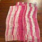 What Goes Around Comes Around 100% Silk Pink and White Stripe Design Scarf 13 x 60 Photo 4