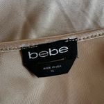 Bebe  Gold Satin Slip Dress Adjustable Strap Drape Neck Sexy Size XL Midi Silky Photo 3