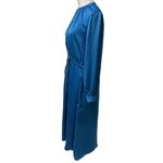 ENVI Blue Silky Elastic Drawstring Waist Long Sleeve Midi Dress Size Small Photo 2