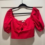 Lulus Look Good Feel Good Hot Pink Puff Sleeve Crop Top. Photo 0