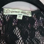 VTG SPENCER ALEXIS SILK BLEND FLORAL ZEBRA LACE MESH RUFFLE OPEN FRONT CARDIGAN Green Size M Photo 9