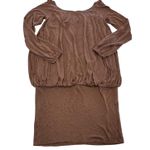 Stefanel Dress Womens Small Brown Long Sleeve Blouson Bubble Hem Viscose Ruched Photo 1
