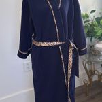Vintage Amanda Stewart Terry Cloth Robe Womens Medium Blue Baroque Trimmed Photo 0