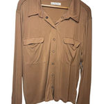 Free People NWT Khaki Modal Snap Shirt FLAW Sz. L Photo 0