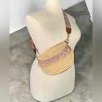 Boutique NEW!Straw Crossbody Bag w/ Beaded Trim Woven Shoulder Strap, Boho Style, Natural Photo 3