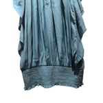 Ramy Brook  blue split neck women's ruffle cap sleeve smocked top blue size M Photo 5