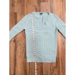 Ann Taylor  100% Cashmere Cable Knit V-Neck Sweater Women's S Mint Green Photo 6