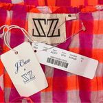 J.Crew  x SZ Blockprints NWT Size S Vibrant Pink Orange Gingham Tiered Midi Dress Photo 5