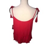 Arizona Jeans Embroidered Top Size M Red Sleeveless Ties Tassels Gauze Boho Size M Photo 4