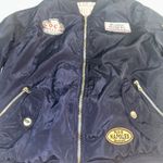 Coca Bella Moto‎ Racing Bomber Jacket – Navy Satin Patch Streetwear Y2K Style Blue Size 4 Photo 1