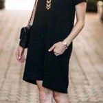 Madewell  black shift tee dress leather trim Photo 0