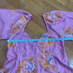 Free People  Francesca Mini Babydoll Coqette Dress Floral Pink Puff Long sleeve L Photo 9