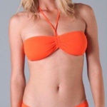 Parker Ruched Bandeau Bikini Top in Tangerine Photo 0