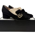 Gucci  Marmont Black Fringe Suede Loafers Size 39 Photo 0