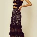 Nightcap Clothing Dress Womens Small Black Lace Tiered Maxi Cutout Bow Strapless Photo 0