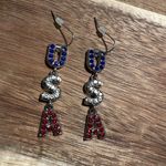 Oh my stars! USA Drop Earrings red white blue Americana patriotic jewelry new OS Photo 6
