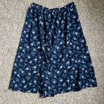 Liz Baker  Essentials Blue Green Floral Midi Skirt Medium Casual Vintage Photo 1