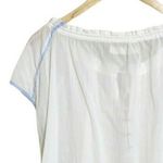 Free People Oversized Top Blouse White Gauze Sheer Tie Neck Blue Trim XS NWOT Photo 8