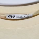 ZARA NEW Cotton Short Sleeve Crew Neck Boxy Crop Top Tee Shirt Buttercream Small Photo 1