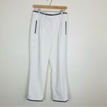 Equipment  white wide leg cropped trousers w/ black trim at waist, hem pockets. 6 Photo 1