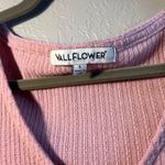 Wallflower Pink Ribbed Crop Blouse with Tie Front Longsleeve Crop top Size Small Photo 3