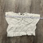 Blue Blush Strapless Crop Top Tassel Tie Front White Women's M Boho Beach Photo 1