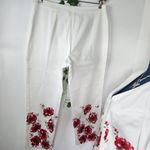 Victor Costa Occasion White with Red Flower Design Jacket and Pant Suit Size M Photo 8