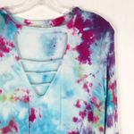 Heart & Hips Heart Hips Medium Top Handmade‎ Tie Dye Too Loud Blue Purple Pink Strappy 1113 Photo 2