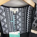Umgee Black & White Boho Tribal Longline Vest W/ Festival Fringe-Small Photo 56