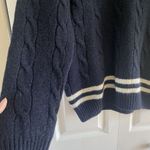 Brandy Melville Navy Wool Blend V Neck Sweater Fisherman cable Knit OS NEW Photo 1