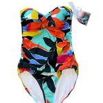 Anne cole NWT Bandeau One-Piece Swimsuit Abstract Print Multicolor SZ-10 Photo 0