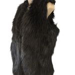 CHAUS NEW YORK  Black lined Faux Fur Vest Size Small Open Front Photo 1