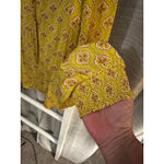 Rachel Roy Women's  XL Mustard Yellow Brown Patterned Long Sleeve Blouse Photo 5