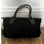 Tommy Hilfiger Vintage Black Wide Canvas Zippered Tote Top Handle 16x8x4" Photo 2