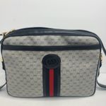 Gucci  Micro Web GG Monogram Crossbody Bag Canvas Navy Gold‎ Vintage Italy Photo 1