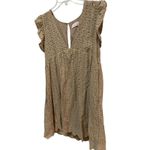 Pink Lily Eyelet Flutter Sleeve V Neck Mini Dress With Shorts Tan Size L Photo 1