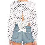 by the way. SUPERDOWN Yasmin Tie Back Crop Top Polka Dot Long Sleeve Photo 3