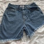 MSCHF high rise asymmetrical side raw hem Blue Denim Shorts size M Made in Korea Size M Photo 8
