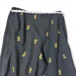 Vintage Pineapple‎ Embroidered Wide Leg Cropped Linen Blend Black Size 12 Photo 3