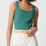 J.Crew Essential Squareneck Tank Top Cotton Basics Relaxed Green Medium NWT Photo 0