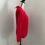 European Cardigan Sweater Medium Red Silver Metallic Stripe Clean‎ Girl Pullover Photo 1